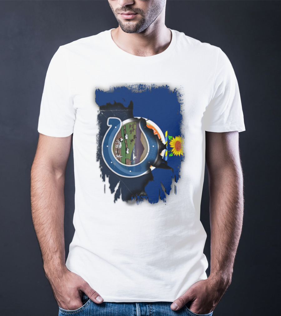 Kansas Colts Union With State Flag Sunflower T-Shirt