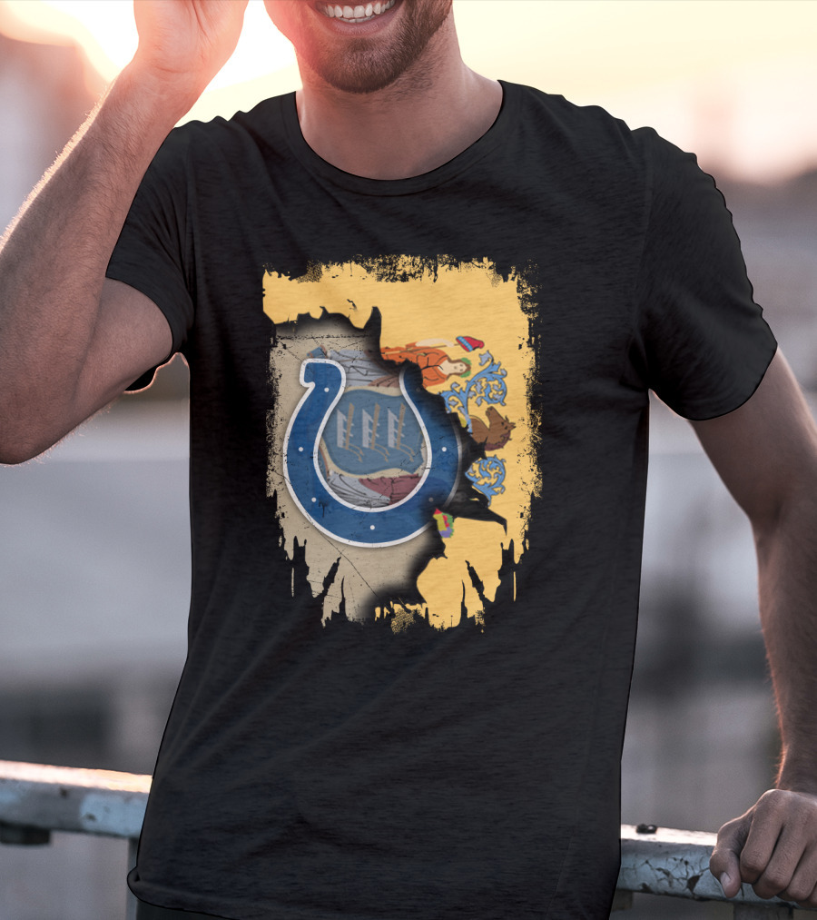 New Jersey Colts Horseshoe With State Flag Elements T-Shirt