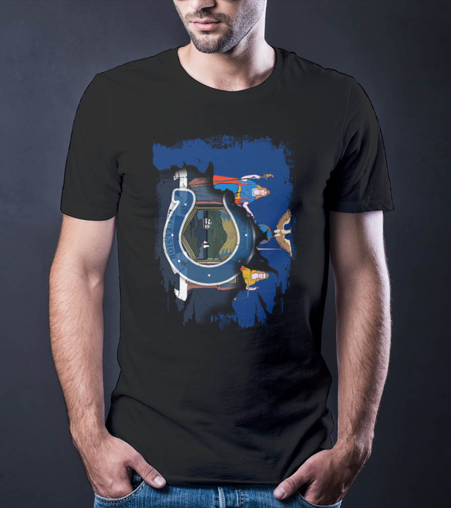 New York Emblem With Indianapolis Colts Horseshoe T-Shirt