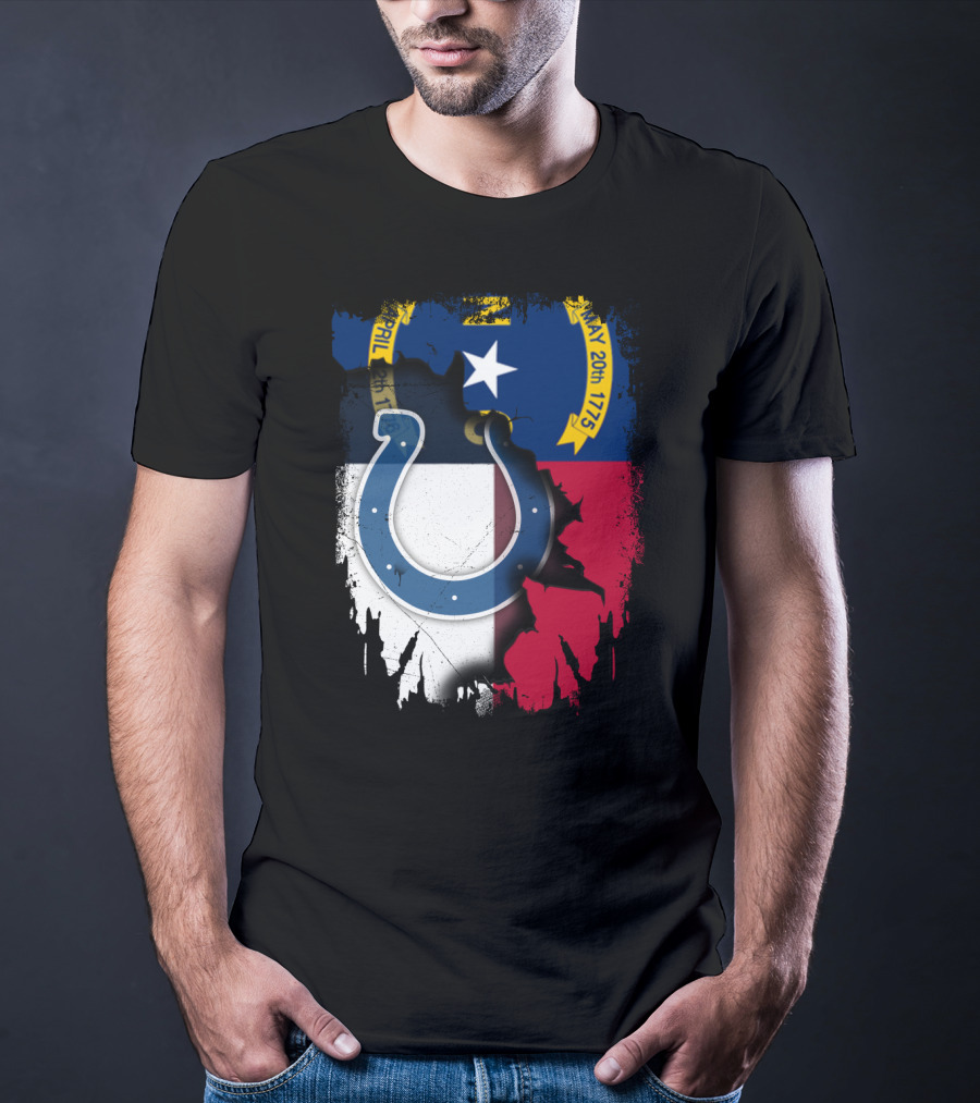 Together North Carolina Colts Blue Horseshoe Flag T-Shirt