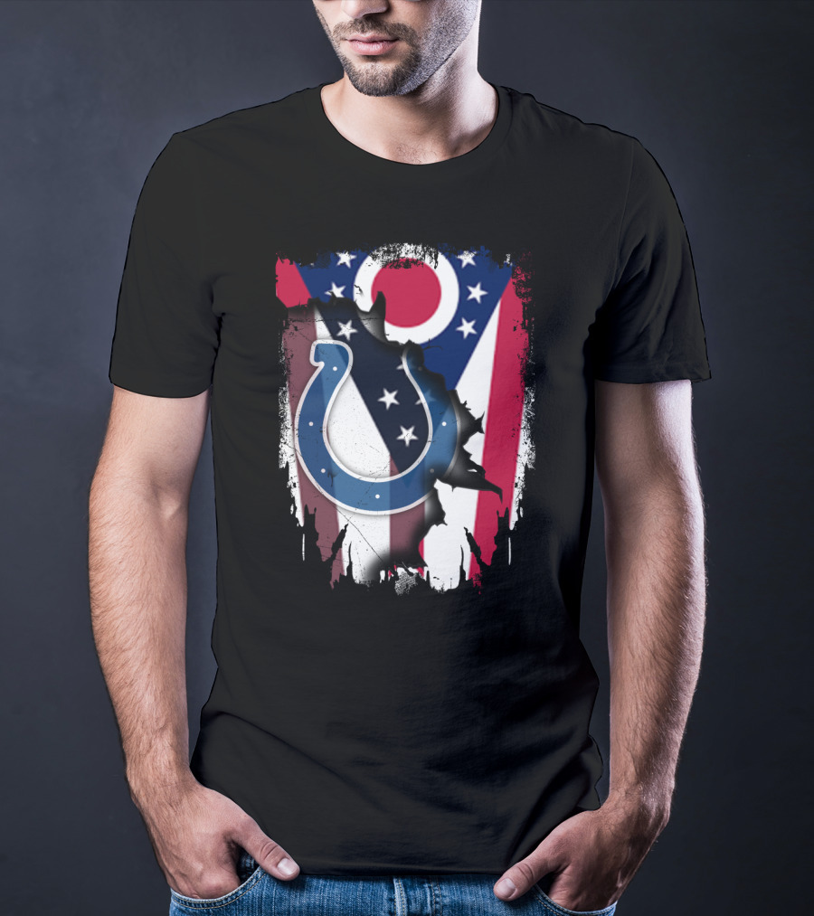 Together Ohio Flag With Colts Horseshoe T-Shirt