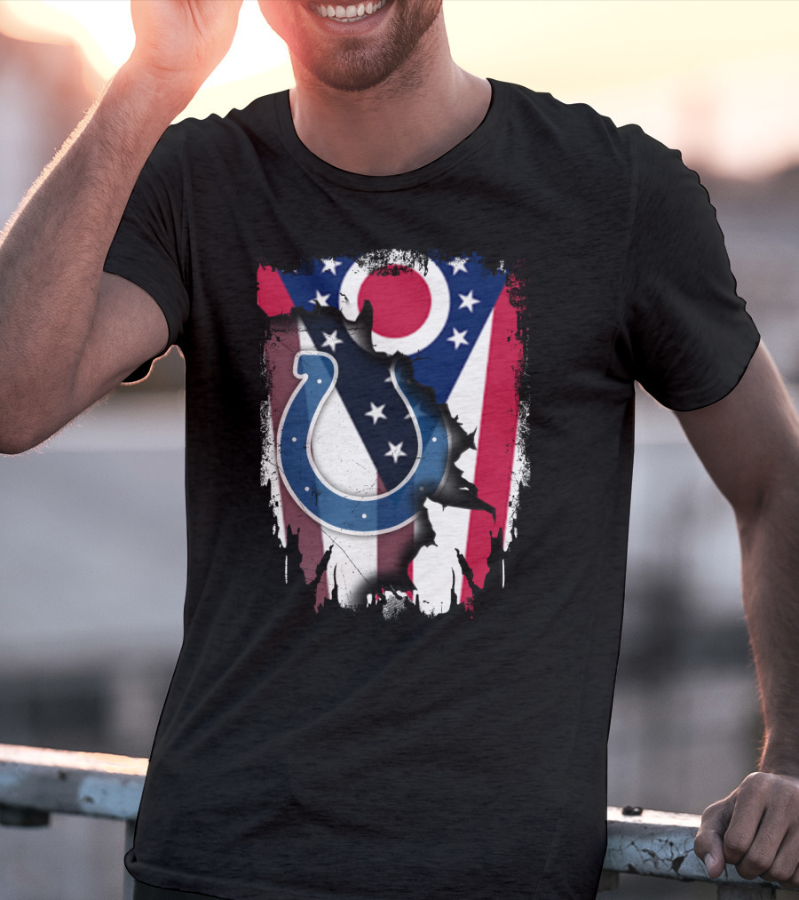 Together Ohio Flag With Colts Horseshoe T-Shirt