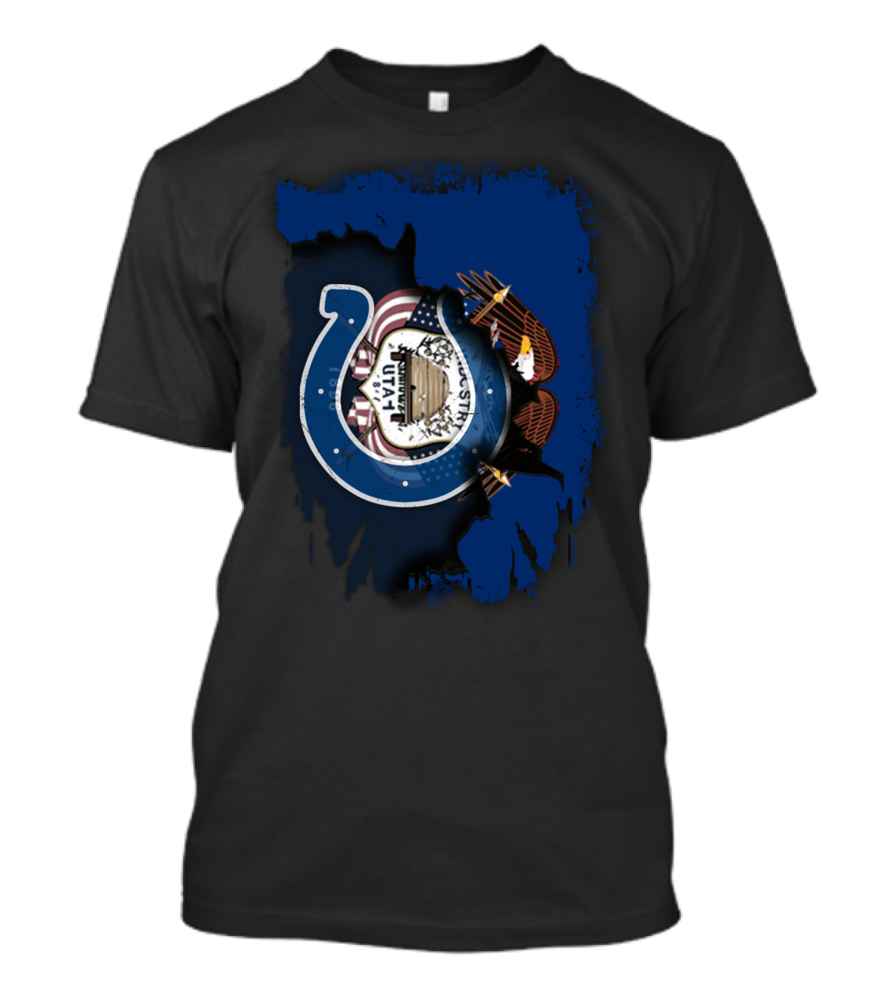 Utah Colts American Flag Eagle Horseshoe T-Shirt