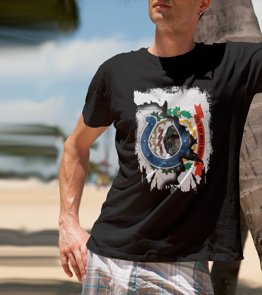 State Of West Virginia With Colts Horseshoe T-Shirt