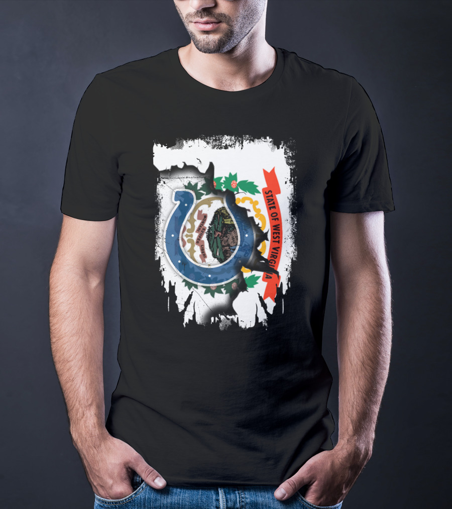 State Of West Virginia With Colts Horseshoe T-Shirt