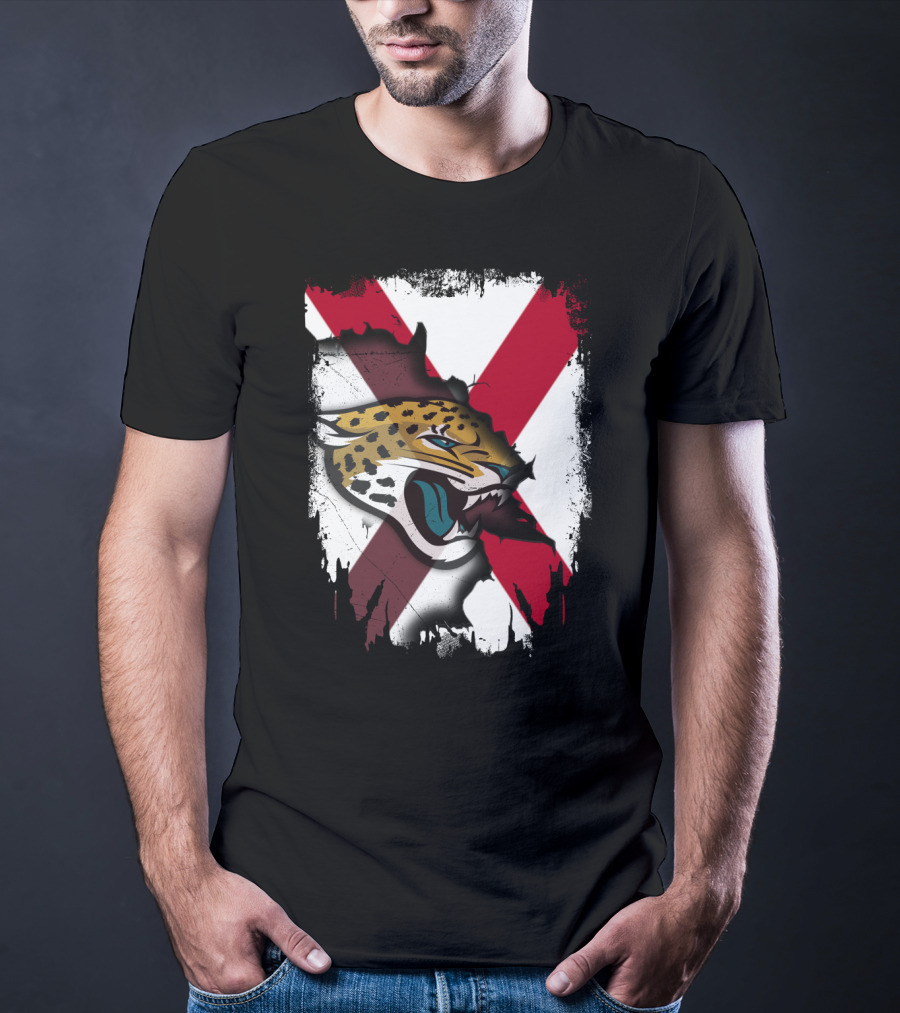 Together Alabama With Jaguars Roaring Over Flag T-Shirt