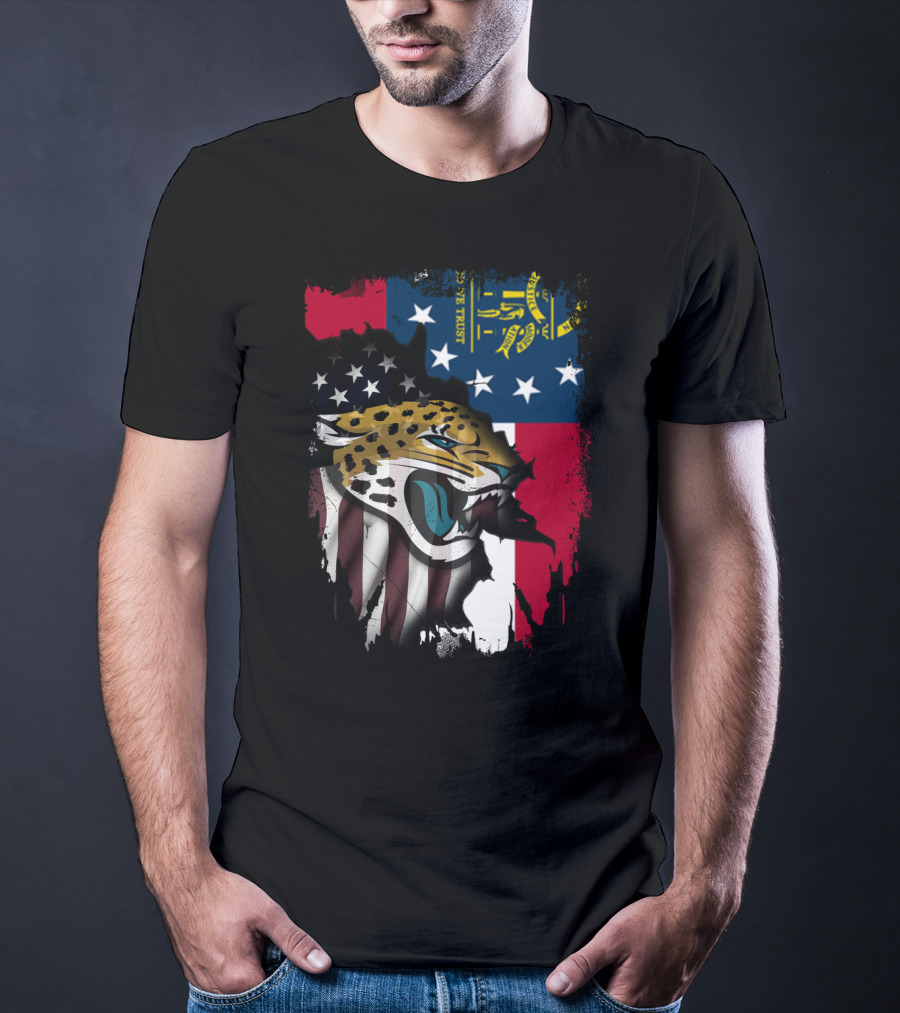 Together Georgia Flag Grunge With Jaguars American Patriotism T-Shirt