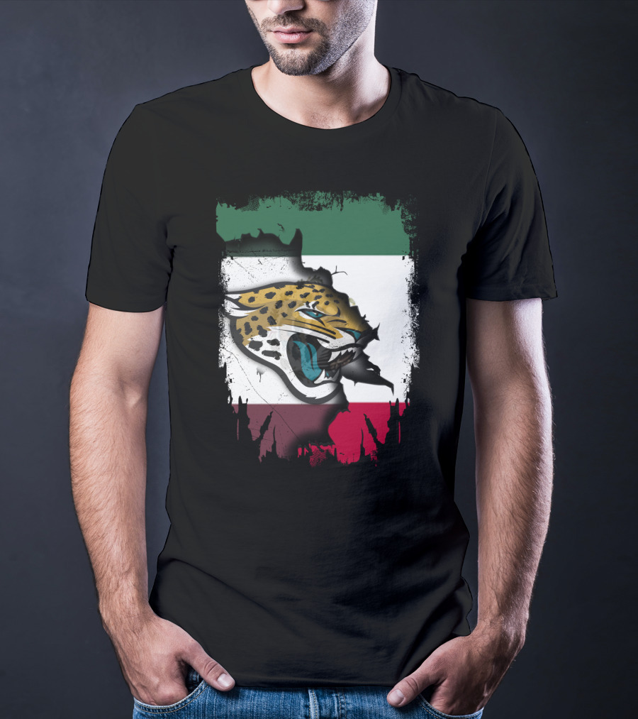 Together Mexico With Jaguars Flag And Fierce Face T-Shirt