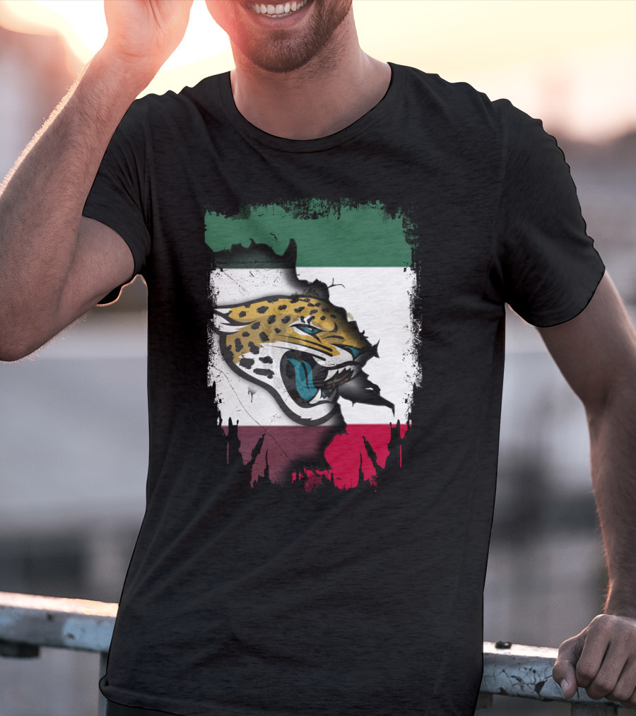 Together Mexico With Jaguars Flag And Fierce Face T-Shirt