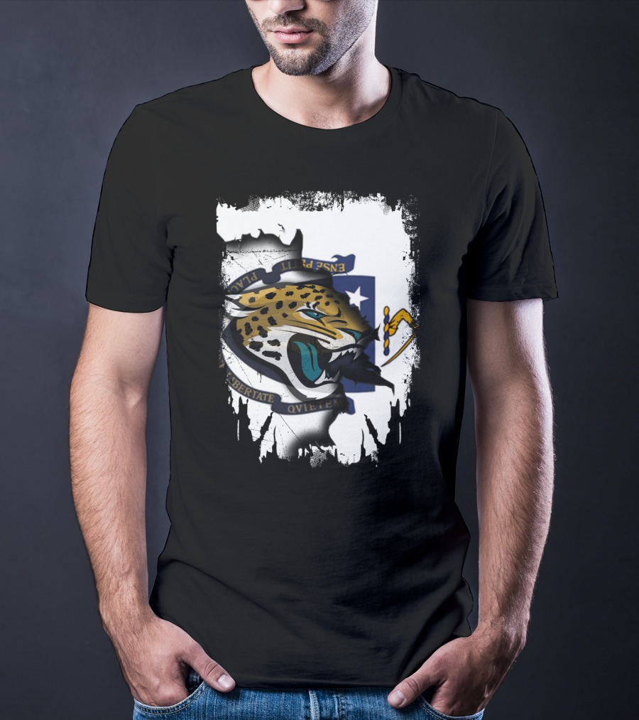 Massachusetts State Flag With Jaguar Head Emblem T-Shirt