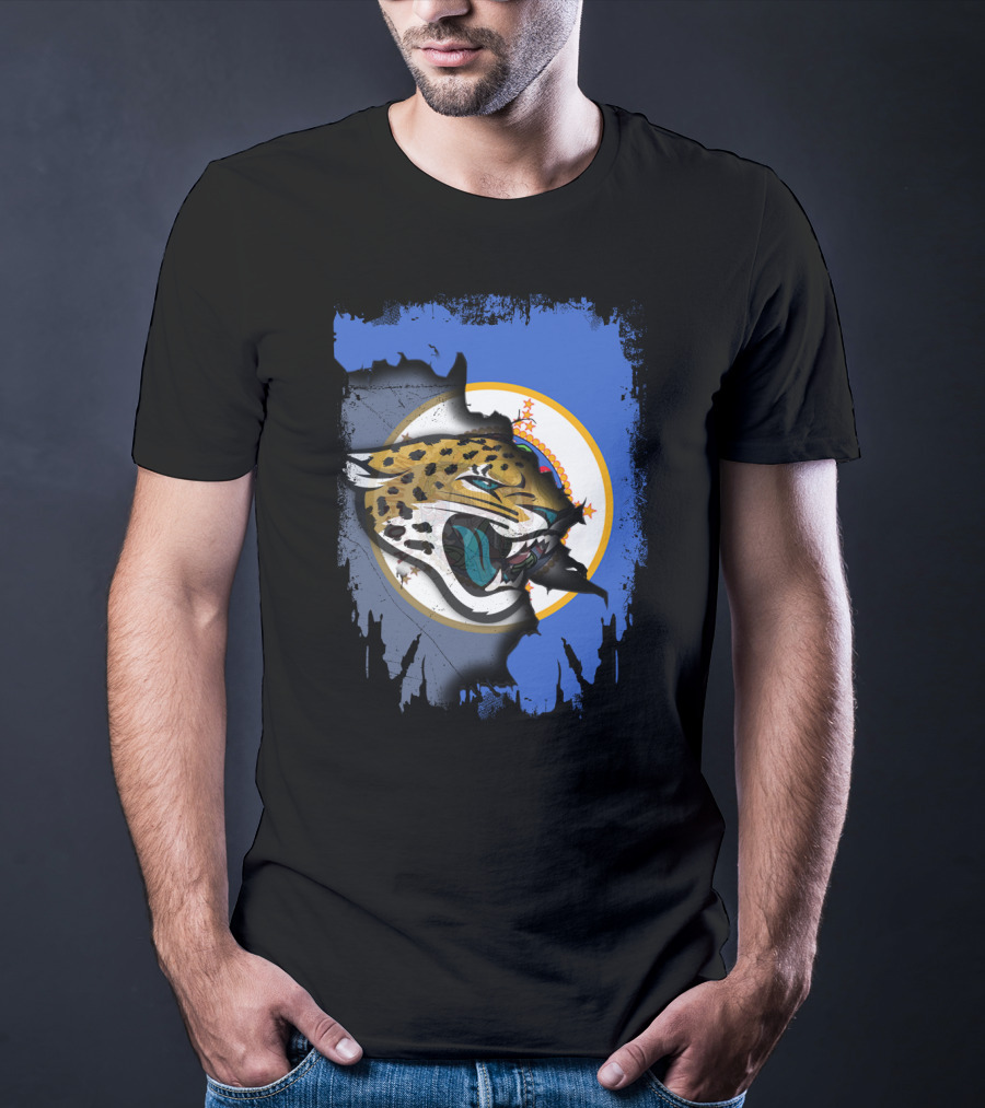 Together Minnesota With Jaguars Emblem Against Blue Background T-Shirt