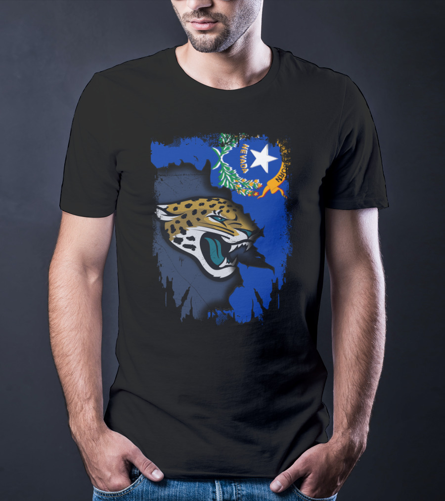 Nevada State Flag With Stylized Jaguars Emblem Together T-Shirt