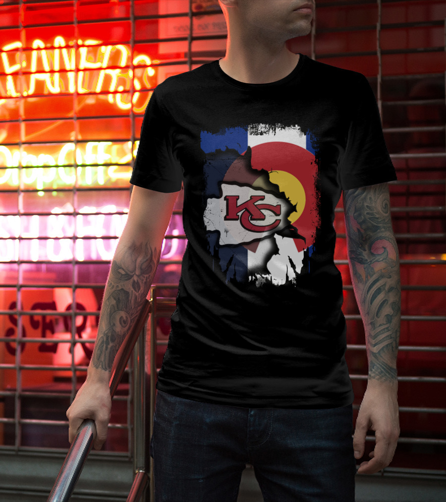 Colorado Pride With Kansas City Chiefs Logo Fusion T-Shirt