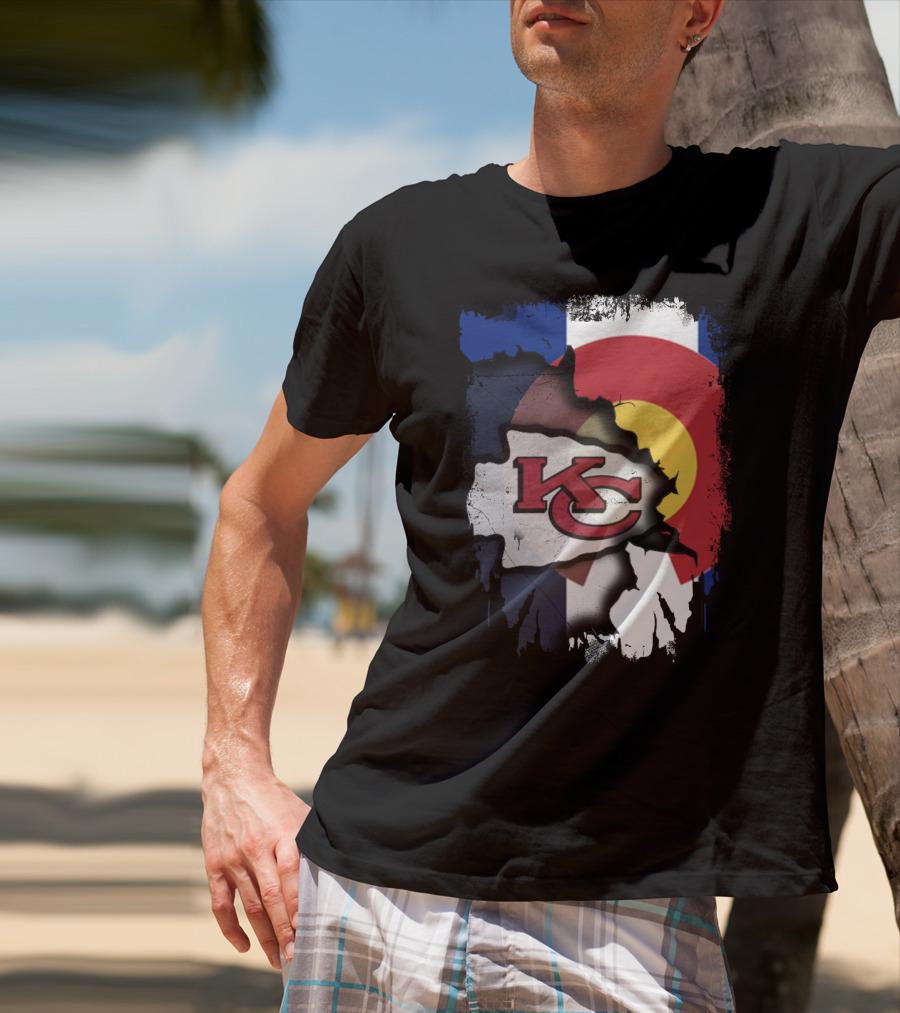 Colorado Pride With Kansas City Chiefs Logo Fusion T-Shirt