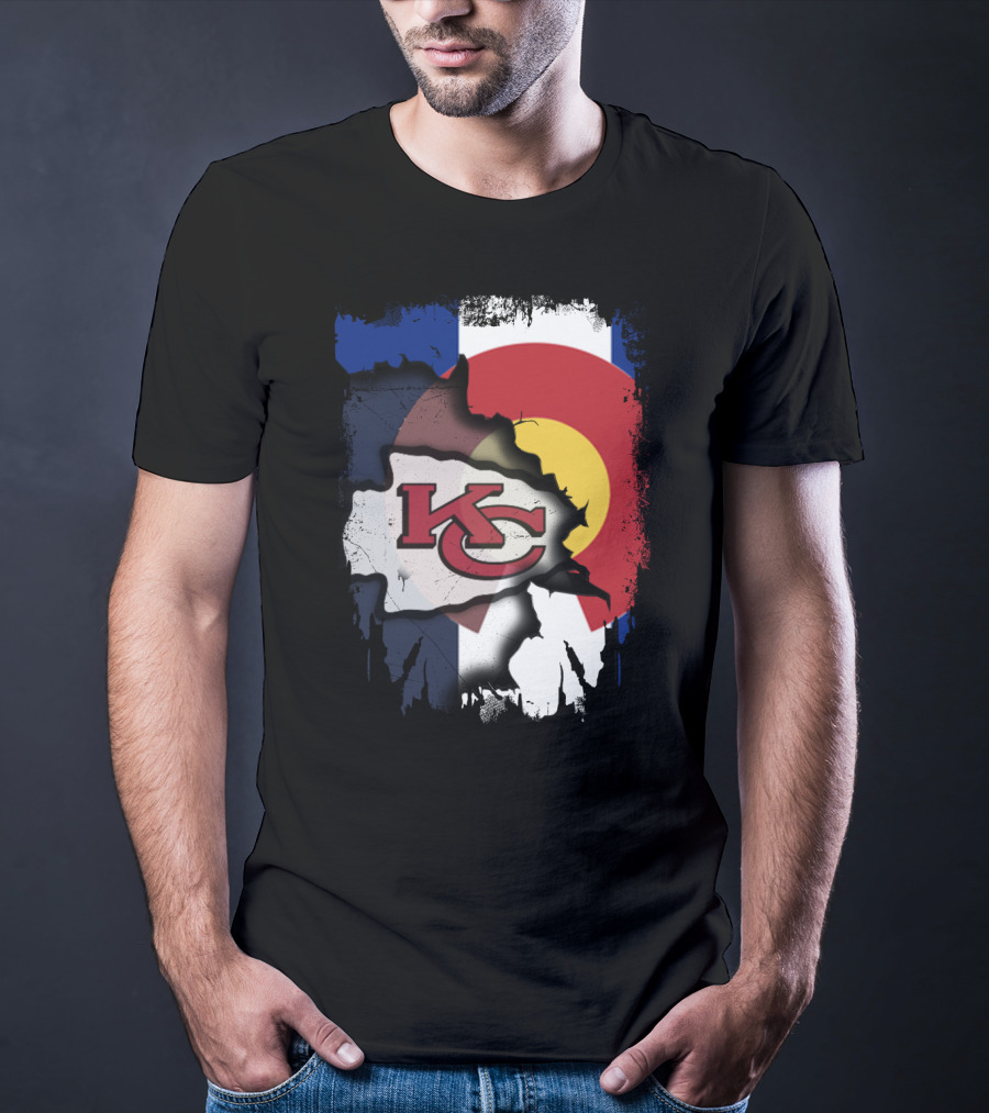 Colorado Pride With Kansas City Chiefs Logo Fusion T-Shirt