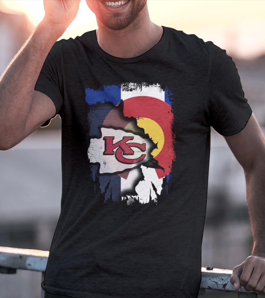 Colorado Pride With Kansas City Chiefs Logo Fusion T-Shirt