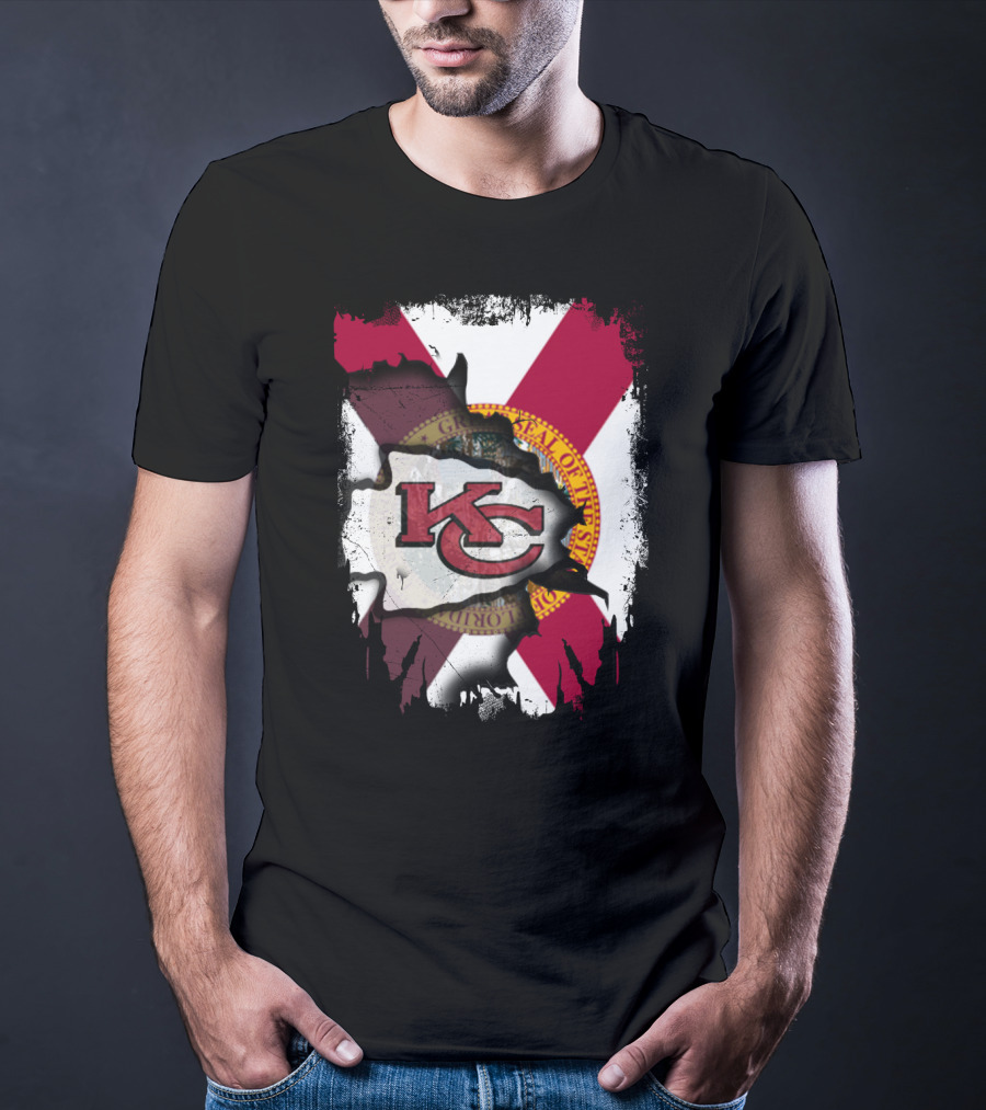 Florida State Flag With KC Chiefs Logo Integration T-Shirt