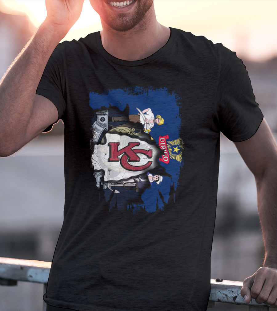 Dirigo Maine KC Chiefs Vintage Flag Mashup T-Shirt