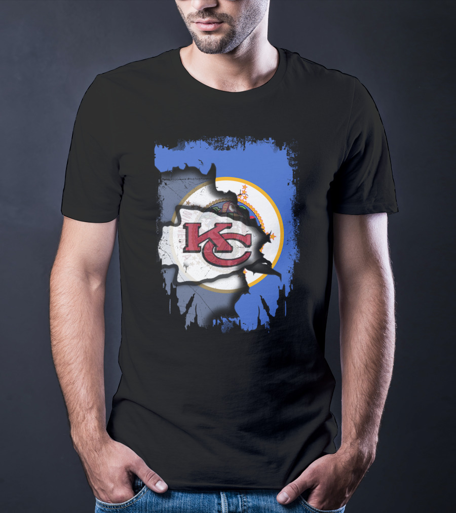 Minnesota Flag With Kansas City Chiefs T-Shirt