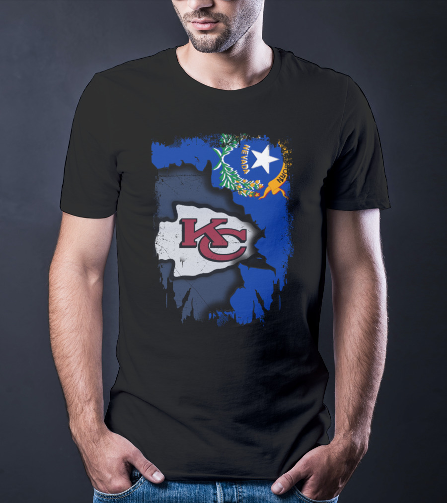 Nevada Proud With Kansas City Chiefs Logo And State Flag Elements T-Shirt