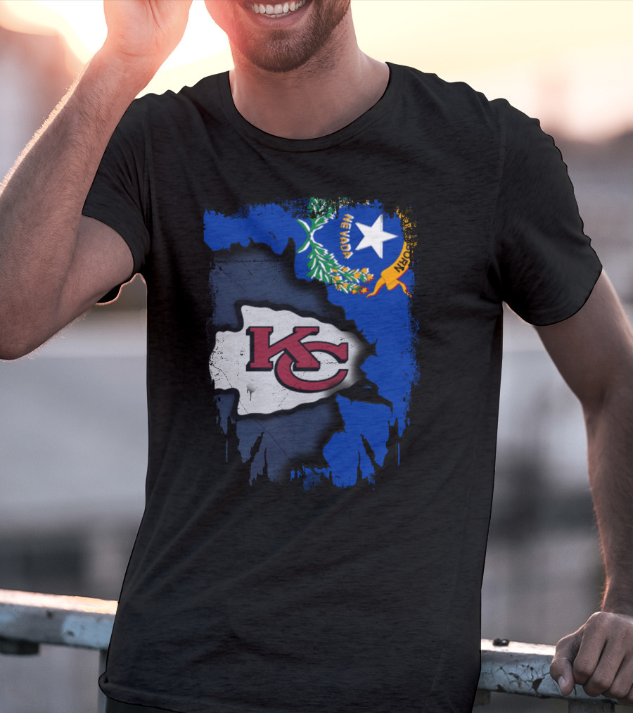 Nevada Proud With Kansas City Chiefs Logo And State Flag Elements T-Shirt