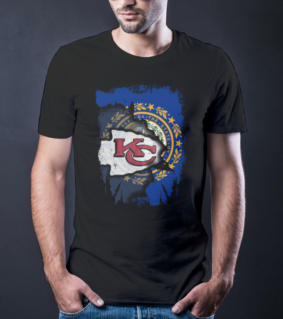 New Hampshire State Seal KC Chiefs Logo Fusion T-Shirt