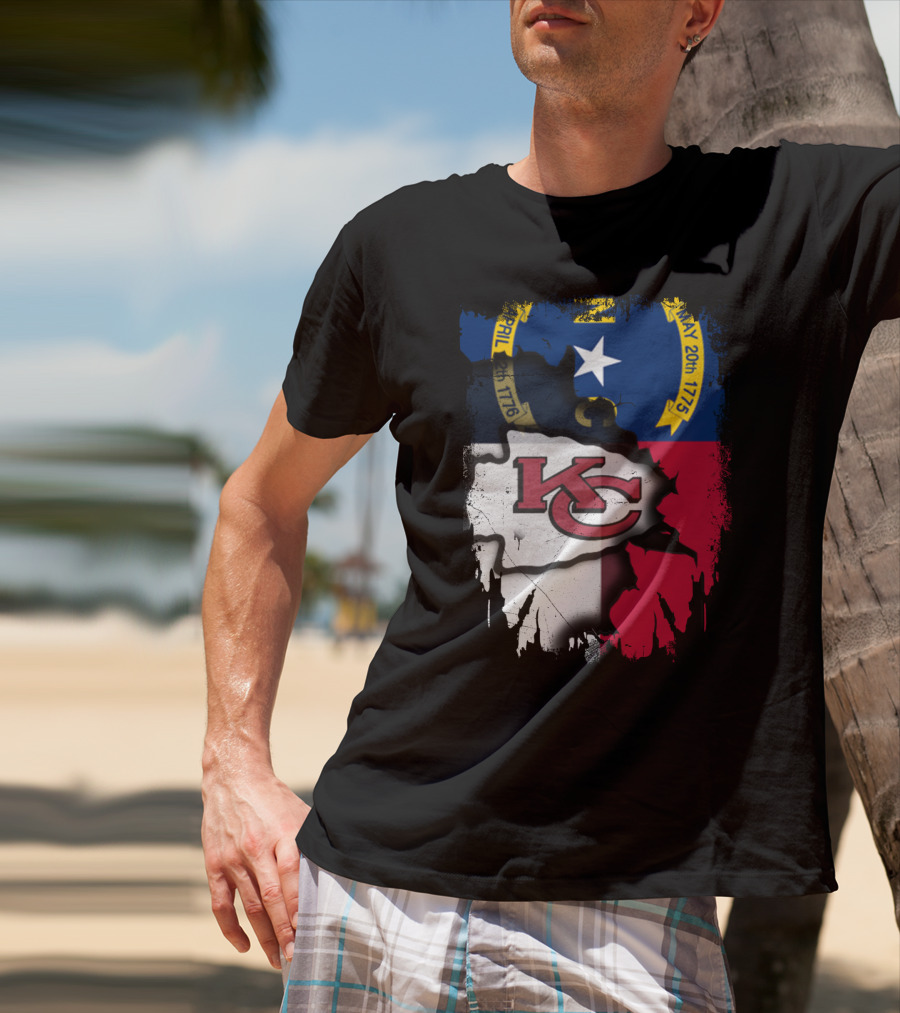Together North Carolina Flag With Kansas City Chiefs T-Shirt