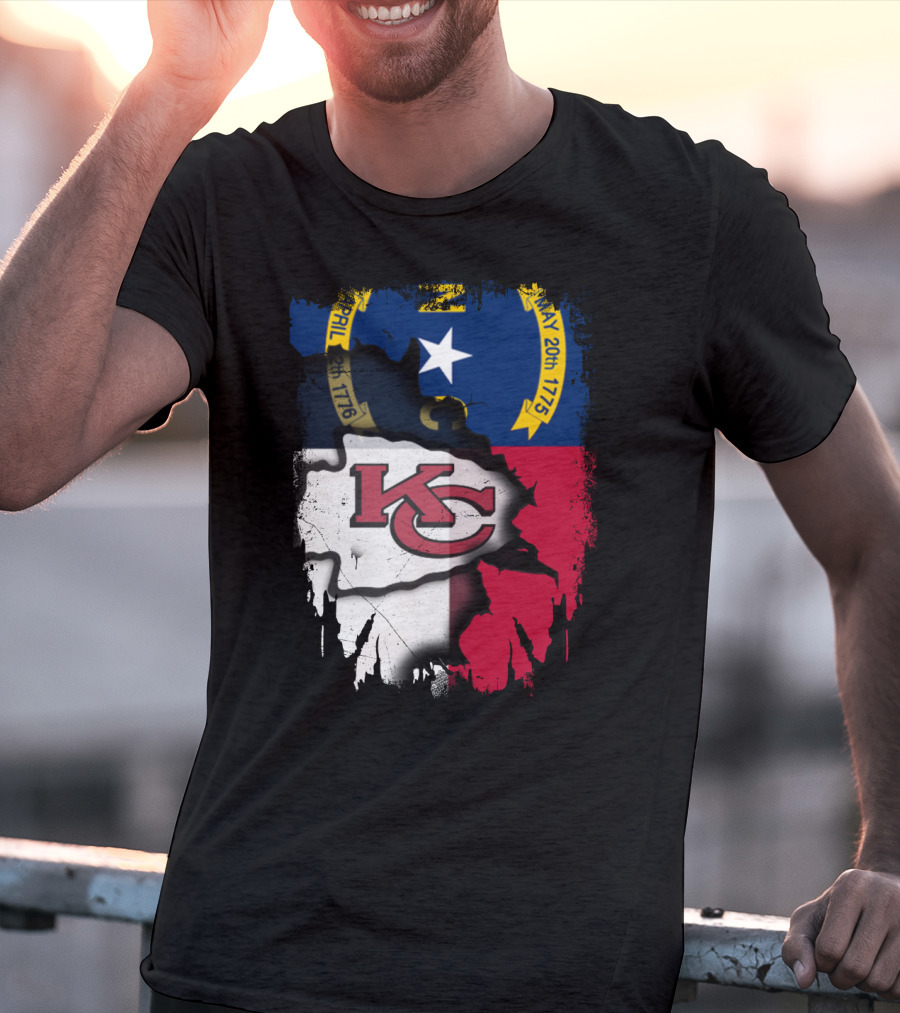 Together North Carolina Flag With Kansas City Chiefs T-Shirt