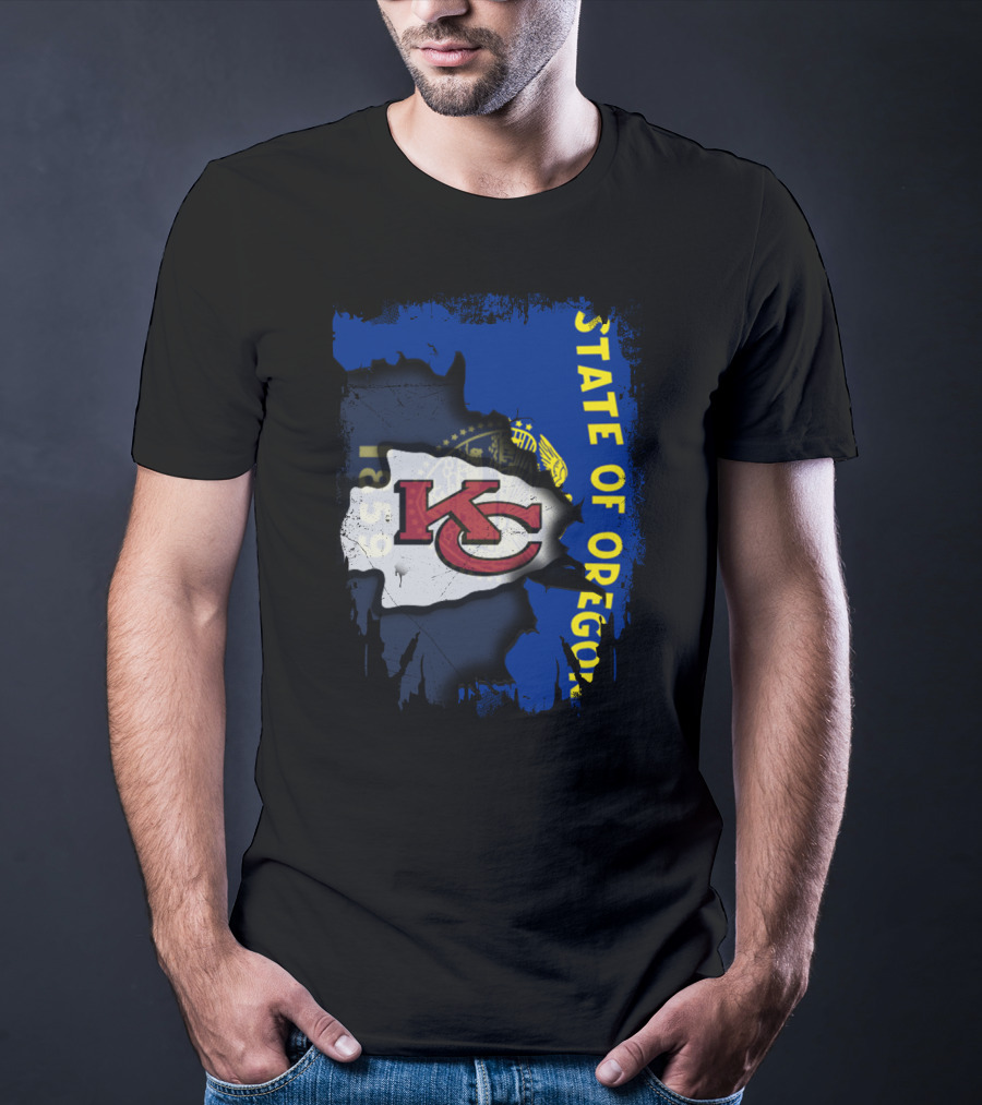 State Of Oregon With KC Chiefs T-Shirt