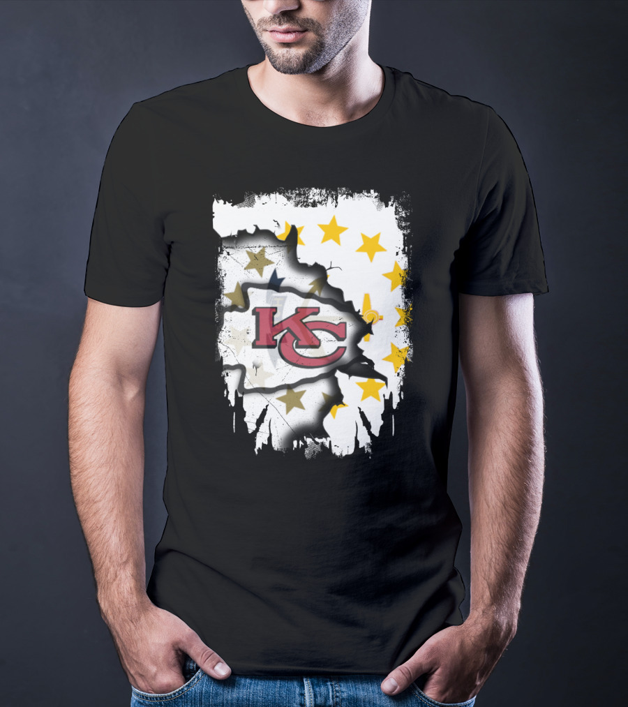 Together Rhode Island With KC Chiefs Burst Stars T-Shirt