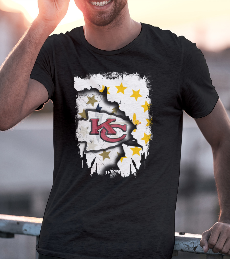 Together Rhode Island With KC Chiefs Burst Stars T-Shirt