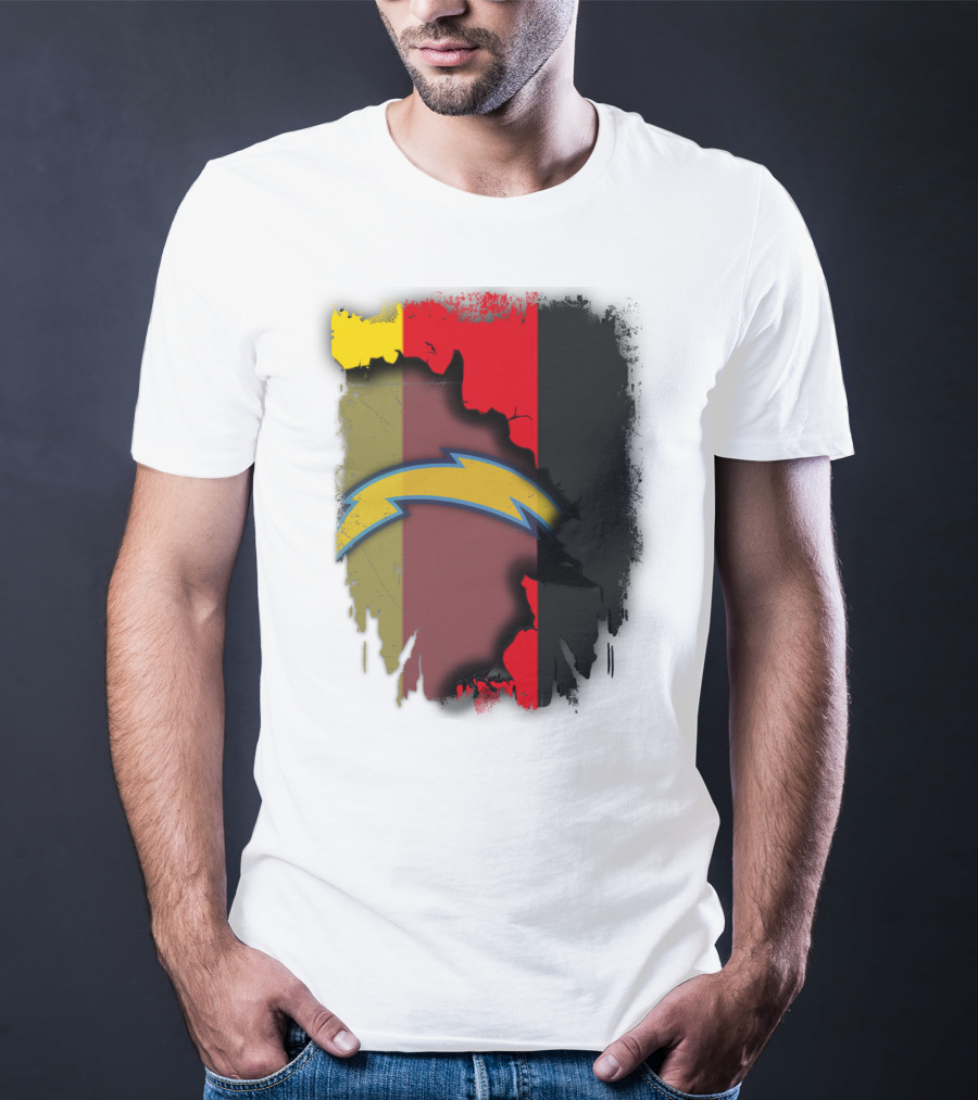 Germany Colors With Chargers Lightning Bolt Overlaid T-Shirt