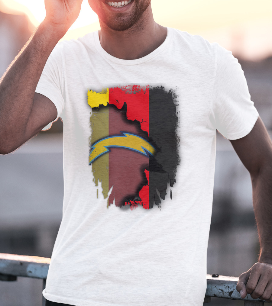 Germany Colors With Chargers Lightning Bolt Overlaid T-Shirt
