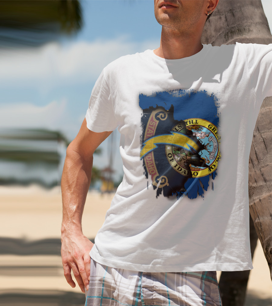 Idaho State Seal With Chargers Lightning Bolt T-Shirt