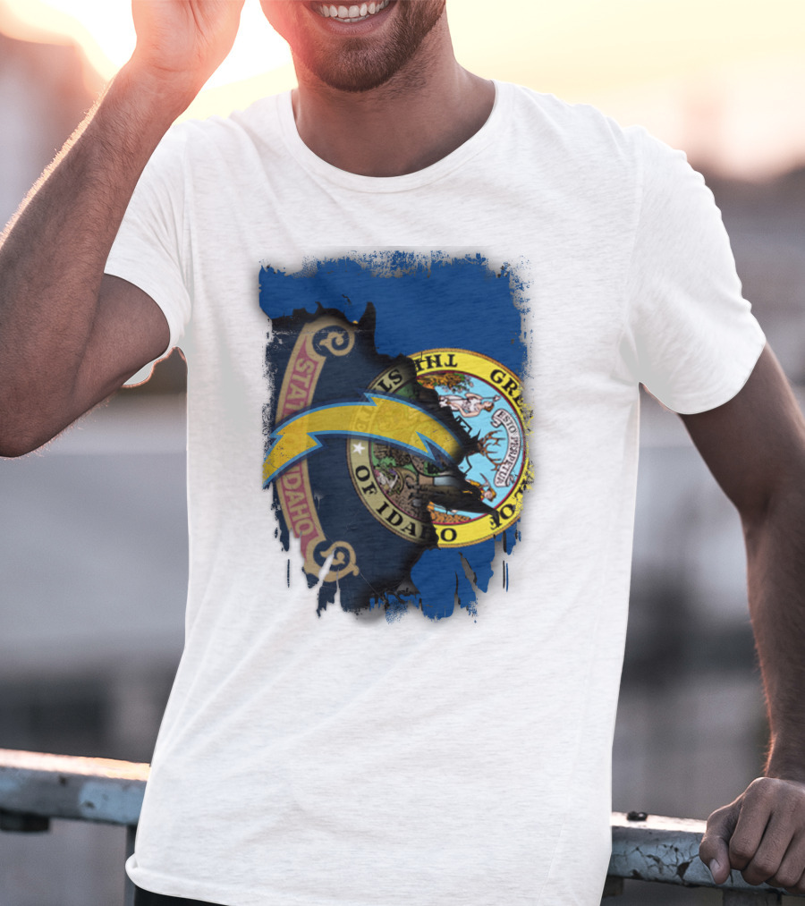 Idaho State Seal With Chargers Lightning Bolt T-Shirt