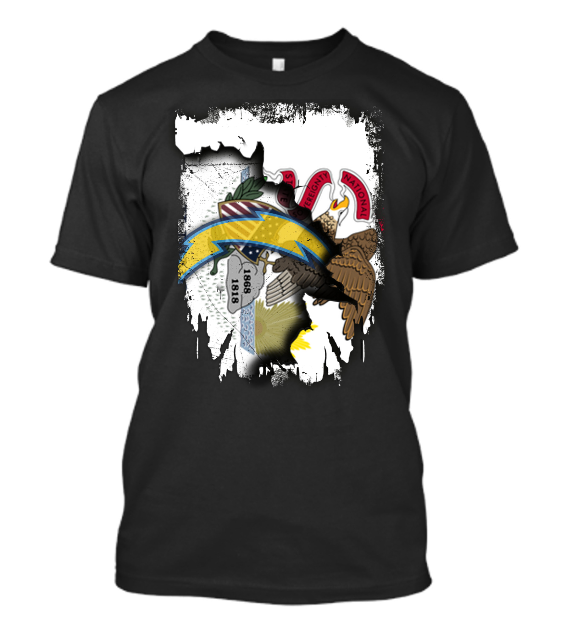 Illinois Flag And Chargers Symbol Fusion T-Shirt
