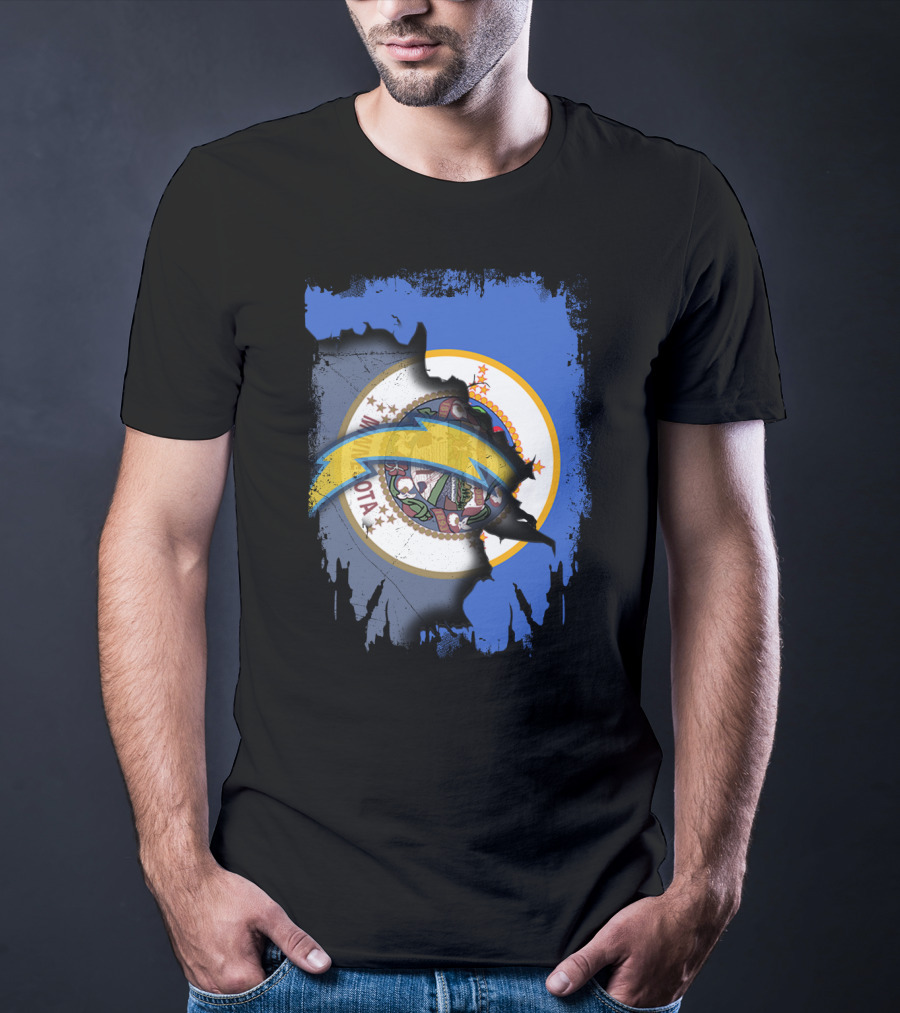 Together Minnesota With Chargers Logo Fusion T-Shirt