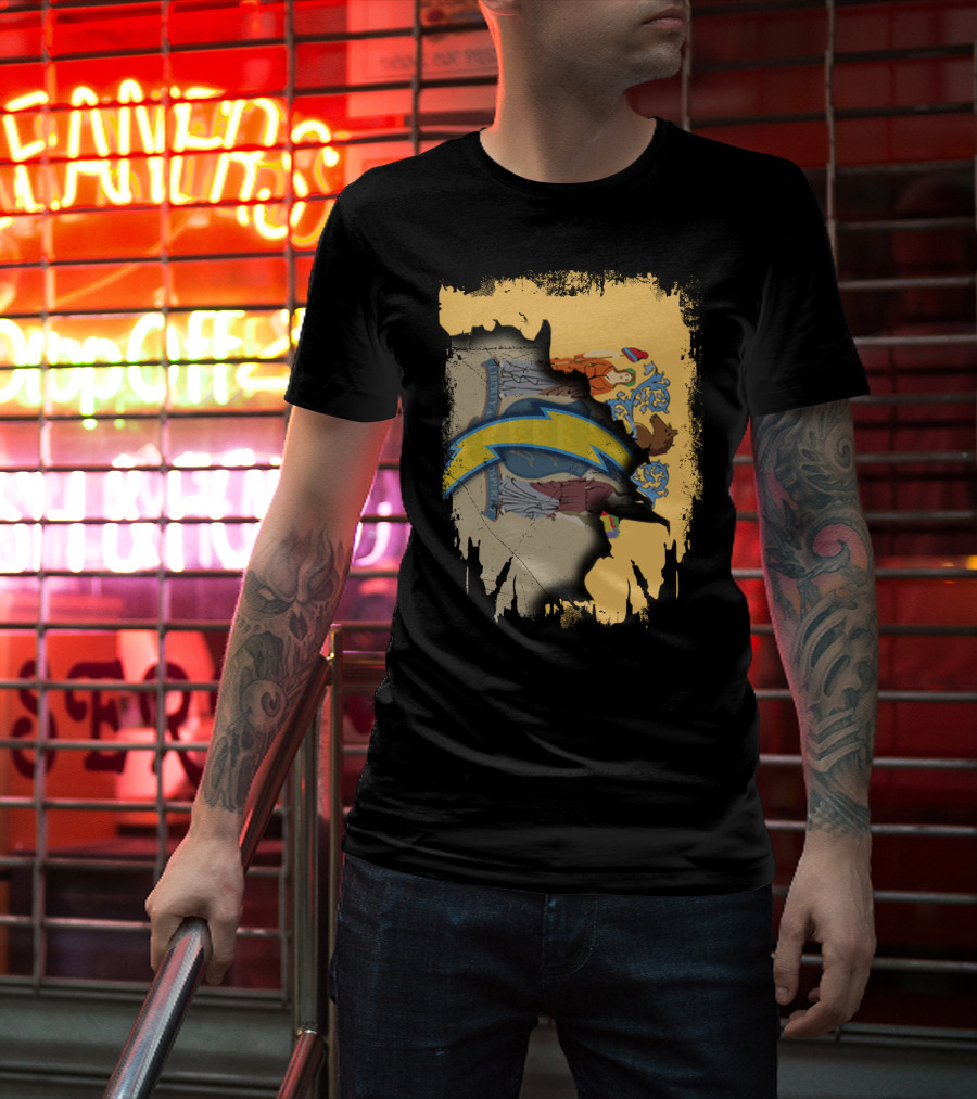 New Jersey Crest With Chargers Lightning Bolt Emblem T-Shirt