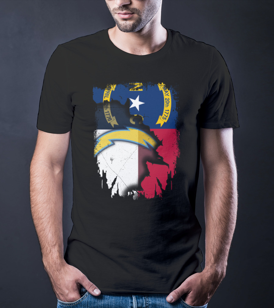 Together North Carolina State Flag With Los Angeles Chargers T-Shirt