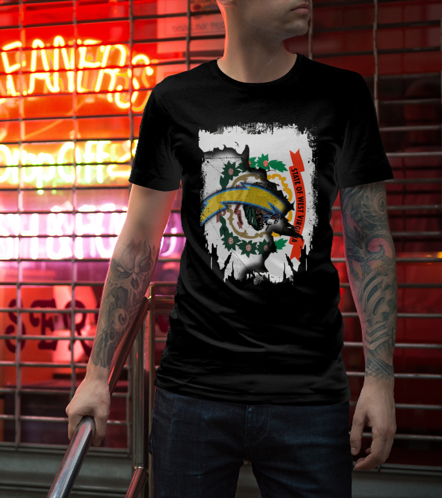 State Of West Virginia Chargers Logo Collaboration T-Shirt