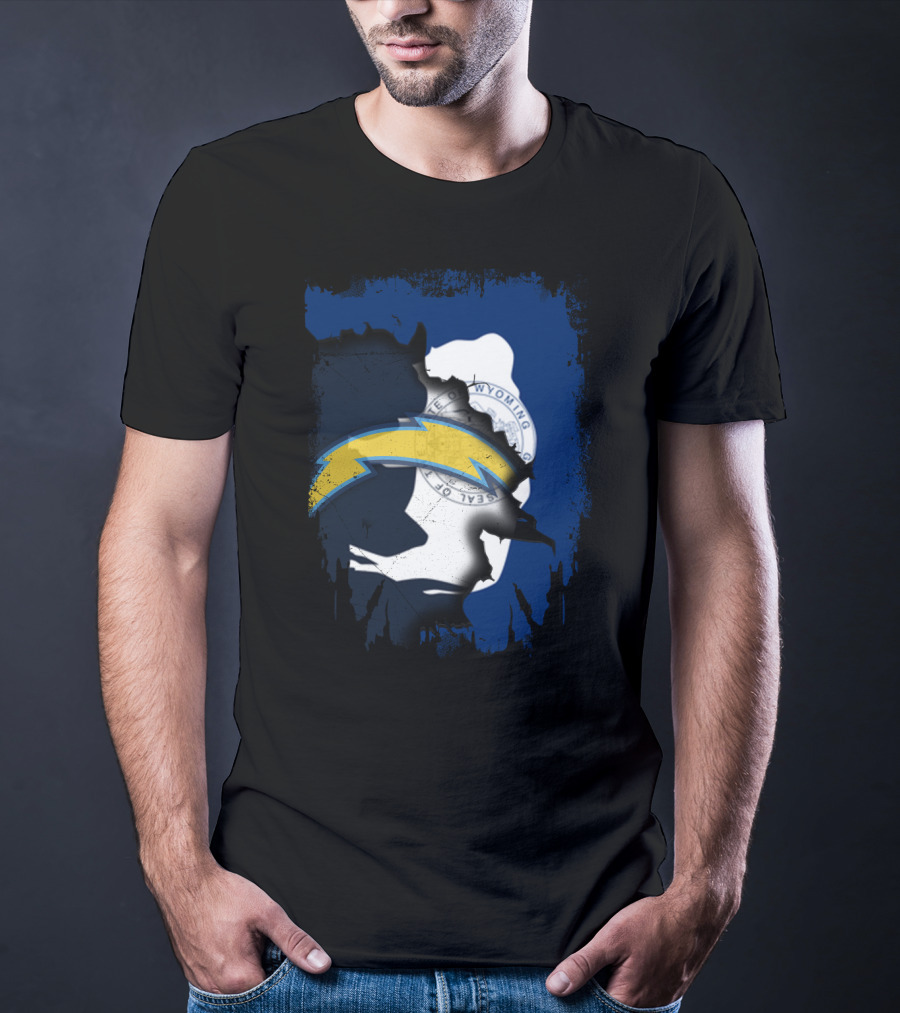 Together Wyoming Chargers Buffalo Silhouette Flag T-Shirt