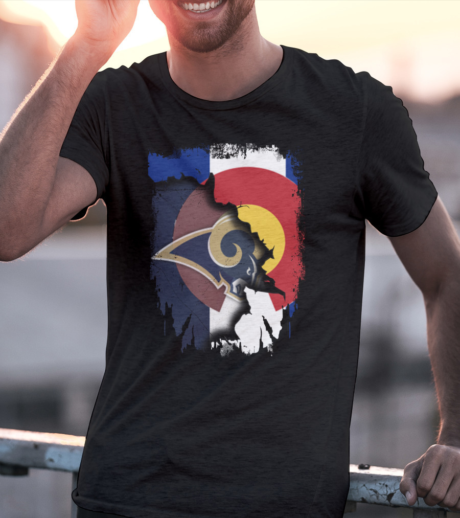 Together Colorado With Rams Logo And Colorado Flag Fusion T-Shirt