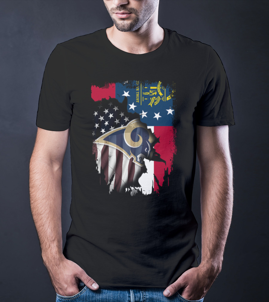 Together Georgia Rams American Flag Grunge T-Shirt