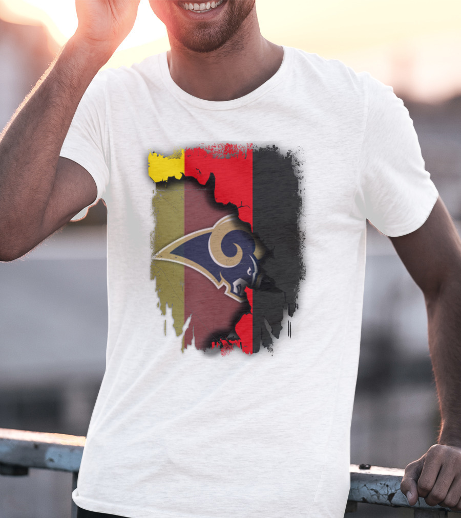 Germany Flag Grunge Style With Rams NFL Team T-Shirt