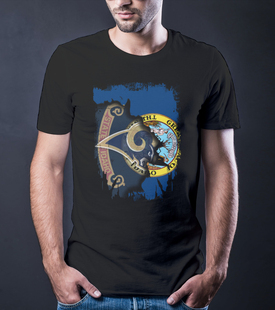 State Of Idaho Rams Flag Fusion T-Shirt