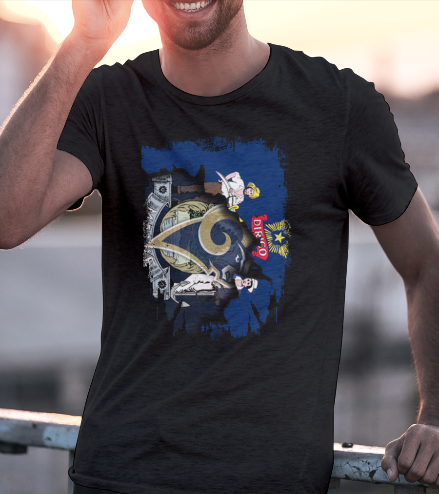 Maine State Seal With LA Rams Logo And Dirigo T-Shirt