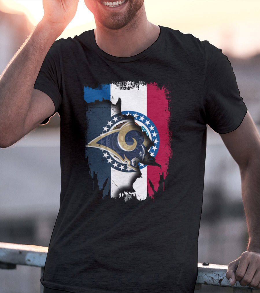 Missouri Rams Together With Flag And Stars T-Shirt