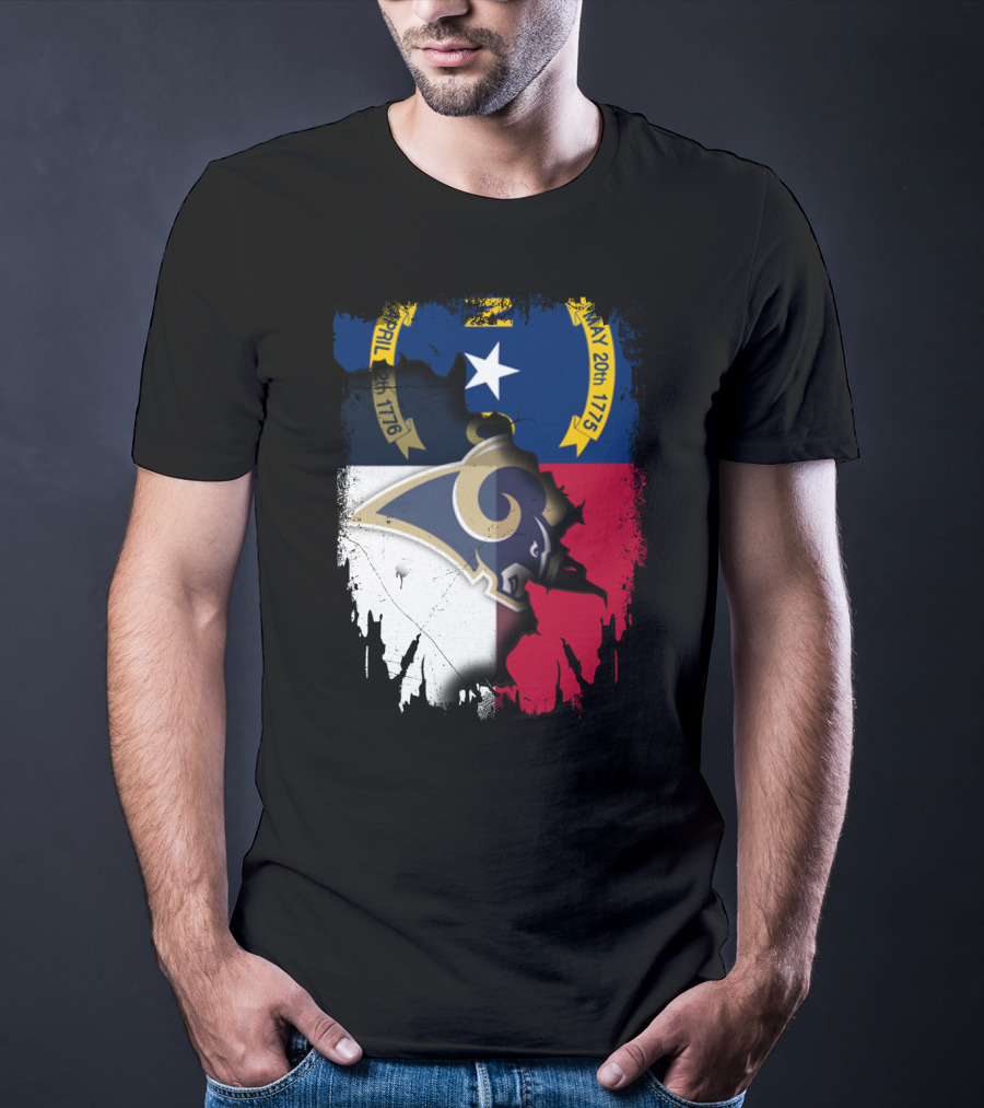 North Carolina State Flag With Rams Logo And Star Element T-Shirt