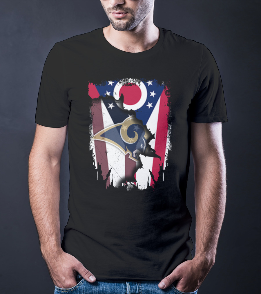 Ohio Pride With Rams Logo In Grunge T-Shirt
