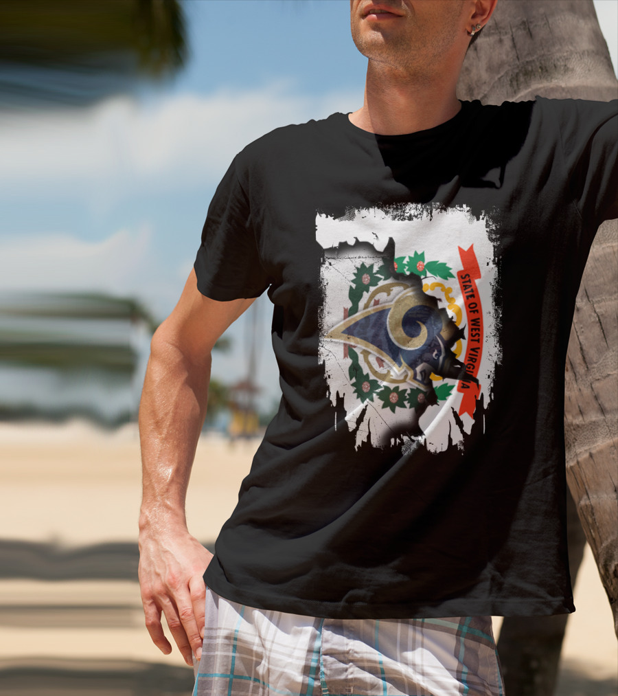 State Of West Virginia With Rams T-Shirt